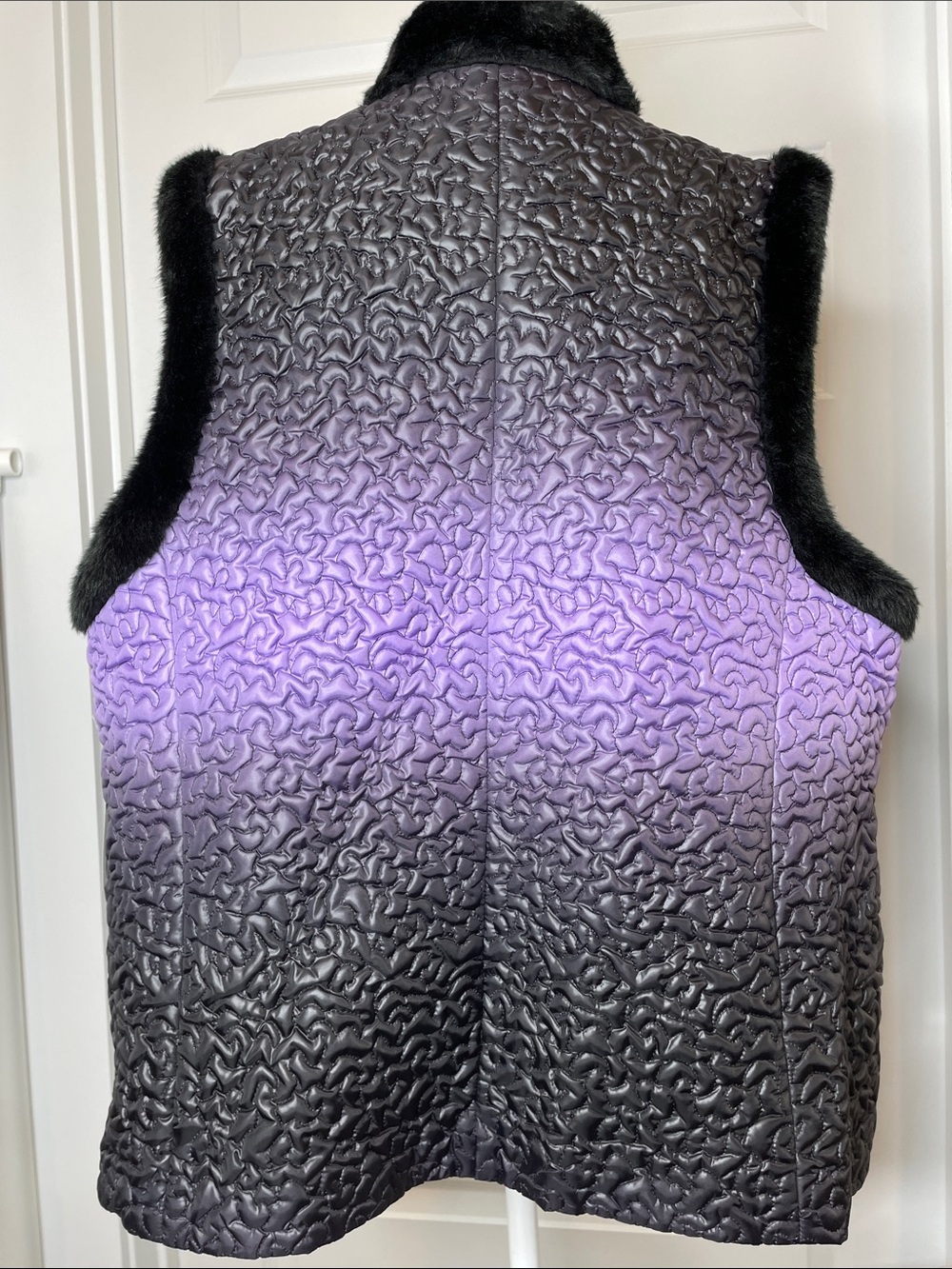 Peter Nygard Quilted Purple Ombré Fall/ Winter Faux Black Fur Trim 3x - Picture 6 of 9